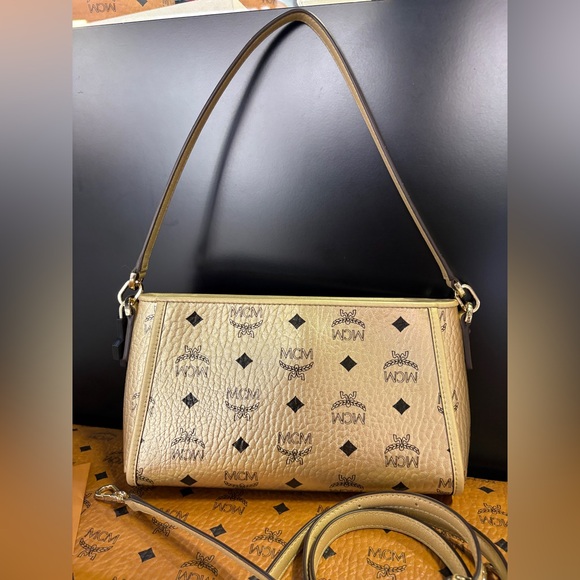 MCM Gold Shoulder Bag Monogram with Gold Hardware - Picture 3 of 7